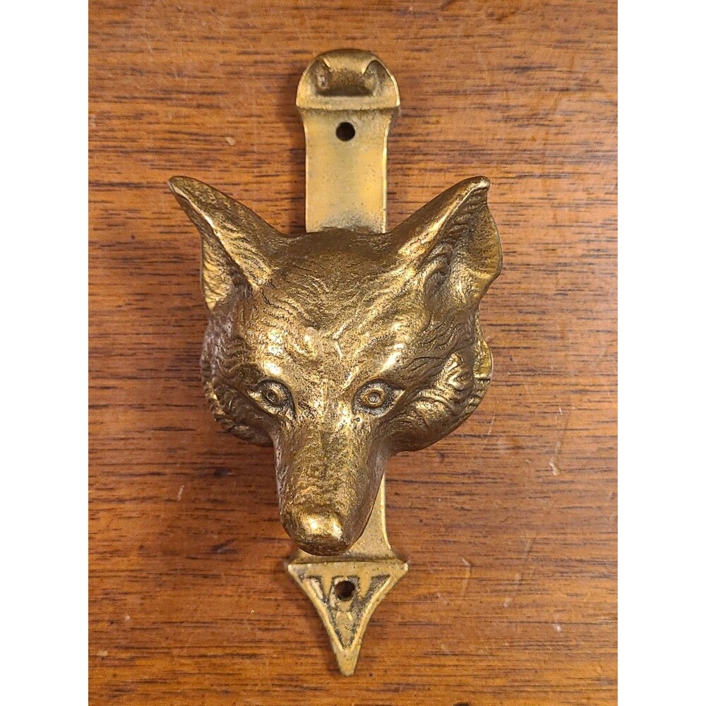 Vintage Brass Fox Door Privacy Knocker Antique Style Home Decor Wolf Canine 5"